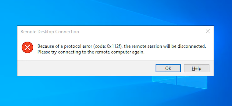 RDP Error Code 0x112f